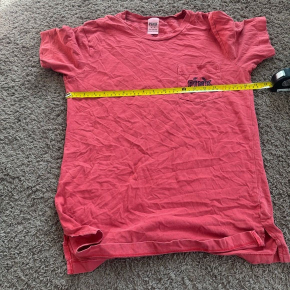 PINK Victoria's Secret T-Shirt Red Tee Pocket Tee Logo Cotton Oversized XS - Picture 7 of 7